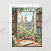 ヴィンテージ水彩ロンドンウィンドウシーン ポストカード (正面/裏面)