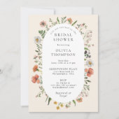 ヴィンテージ水彩ワイルドフラワーアーチブライダルシャワー 招待状 (正面)