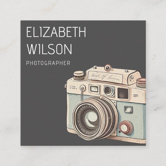 ヴィンテージ水彩写真家 スクエア名刺 (正面)