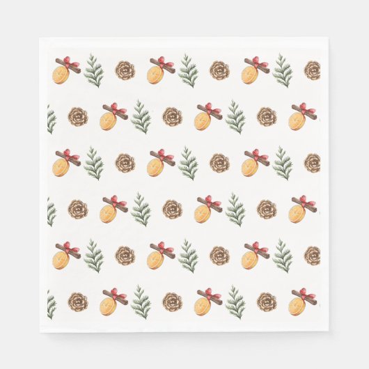 ヴィンテージ水彩冬のクリスマスパターン スタンダードランチョンナプキン (正面)