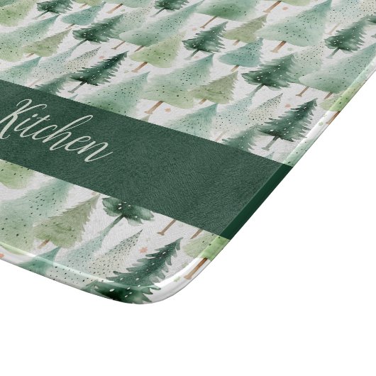 ヴィンテージ水彩冬の森パーソナライズされた カッティングボード (角)