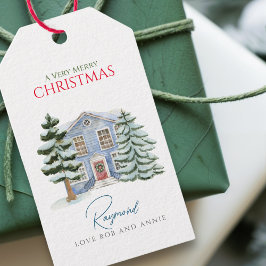 ヴィンテージ水彩冬ワンダーランドクリスマス ギフトタグ