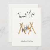 ヴィンテージ水彩動物ベビージムベビーシャワー サンキューカード (正面/裏面)