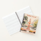 ヴィンテージ水彩噴水の感謝ジャーナル ノートブック (内部)