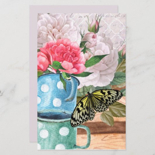 ヴィンテージ水彩園デコップスクラップブックペーパー (正面/裏面)