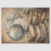 ヴィンテージ水彩地球儀の古い書籍の世界地図 薄葉紙 (正面)