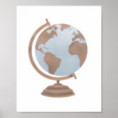 ヴィンテージ水彩地球儀トラベルデコーポスター ポスター (正面)