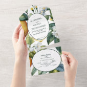 ヴィンテージ水彩夏の柑橘類のウェディング オールインワン招待状 (貼ってはがせる)