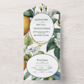 ヴィンテージ水彩夏の柑橘類のウェディング オールインワン招待状 (内側)