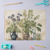 ヴィンテージ水彩天然野草 薄葉紙 (クラフト)