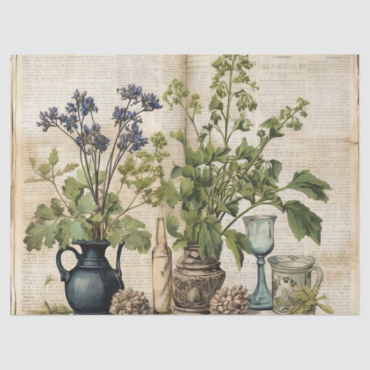 ヴィンテージ水彩天然野草 薄葉紙 (正面)