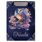 ヴィンテージ水彩天空ファンタジーフクロウ クリップボード (正面)