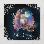 ヴィンテージ水彩天空ファンタジーフクロウ サンキューカード (正面/裏面)