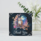 ヴィンテージ水彩天空ファンタジーフクロウ サンキューカード (スタンド正面)