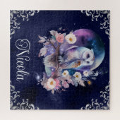 ヴィンテージ水彩天空ファンタジーフクロウ ジグソーパズル (横)