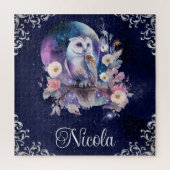 ヴィンテージ水彩天空ファンタジーフクロウ ジグソーパズル (縦)