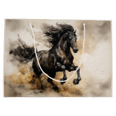 ヴィンテージ水彩威厳のある黒スタリオン ラージペーパーバッグ (裏面)