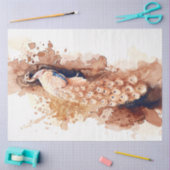 ヴィンテージ水彩孔雀 薄葉紙 (クラフト)