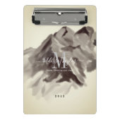 ヴィンテージ水彩山のスクリプモノグラムのト ミニクリップボード (正面)