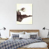 ヴィンテージ水彩山月松木 キャンバスプリント (インサイチュ (寝室))