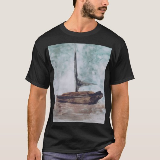 ヴィンテージ水彩帆船絵画の Tシャツ (正面)