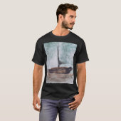 ヴィンテージ水彩帆船絵画の Tシャツ (正面フル)