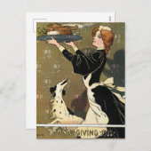 ヴィンテージ水彩感謝祭1905イラストレーション シーズンポストカード (正面/裏面)