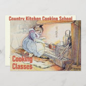 ヴィンテージ水彩料理クラス招待状 招待状 (正面/裏面)