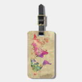 ヴィンテージ水彩旅行ワールドマップ ラゲッジタグ (正面縦)