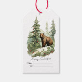 ヴィンテージ水彩松の木はクリスマス ギフトタグ (正面)