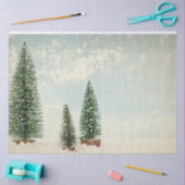 ヴィンテージ水彩松の木クリスマス 薄葉紙 (クラフト)