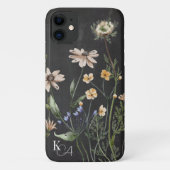 ヴィンテージ水彩植物性花模様+モノグラム Case-Mate iPhoneケース (裏面)