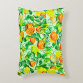  ヴィンテージ水彩模様 – レモンの枝(fl) アクセントクッション (正面(垂直))