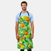  ヴィンテージ水彩模様 – レモンの枝(fl) エプロン (着用した状態)