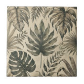 ヴィンテージ水彩熱帯植物園フローラ タイル (正面)