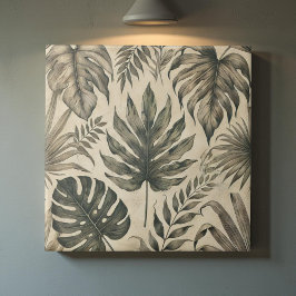 ヴィンテージ水彩熱帯植物園フローラ タイル