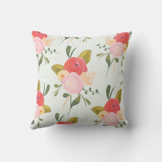 ヴィンテージ水彩牡丹化粧枕 クッション (裏面)