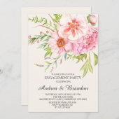 ヴィンテージ水彩牡丹婚約招待状 招待状 (正面/裏面)