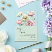 ヴィンテージ水彩牡丹結婚仙人 アクリル招待状 (インサイチュ (ウェディング))