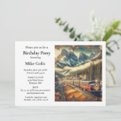 ヴィンテージ水彩画の列車の誕生日パーティー招待状 招待状 (スタンド正面)