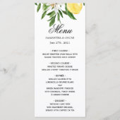 ヴィンテージ水彩画の黄色のレモンと葉のフレーム メニュー (正面)