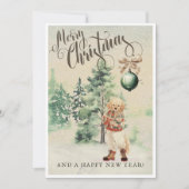 ヴィンテージ水彩画ゴールデンレトリバー犬 シーズンカード (正面)