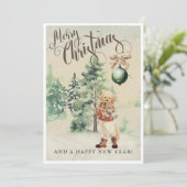 ヴィンテージ水彩画ゴールデンレトリバー犬 シーズンカード (スタンド正面)