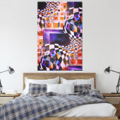 ヴィンテージ水彩画80s 90sチェスボード キャンバスプリント (インサイチュ (寝室))