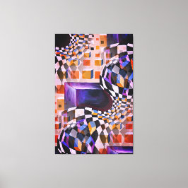 ヴィンテージ水彩画80s 90sチェスボード キャンバスプリント