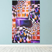 ヴィンテージ水彩画80s 90sチェスボード キャンバスプリント (インサイチュ (ウッドフロア))