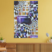 ヴィンテージ水彩画80s 90sチェスボード キャンバスプリント (インサイチュ (リビング))