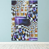 ヴィンテージ水彩画80s 90sチェスボード キャンバスプリント (インサイチュ (ウッドフロア))