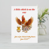 ヴィンテージ水彩画 小さなヒナがやってくる 箔招待状 (立ち正面)