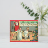 ヴィンテージ水彩画 楽しいクリスマス シーズンポストカード (スタンド正面)